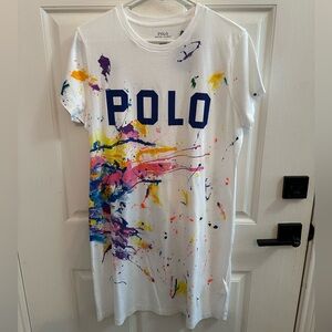 Polo Ralph Lauren Paint-Splatter Logo Jersey Tee Dress